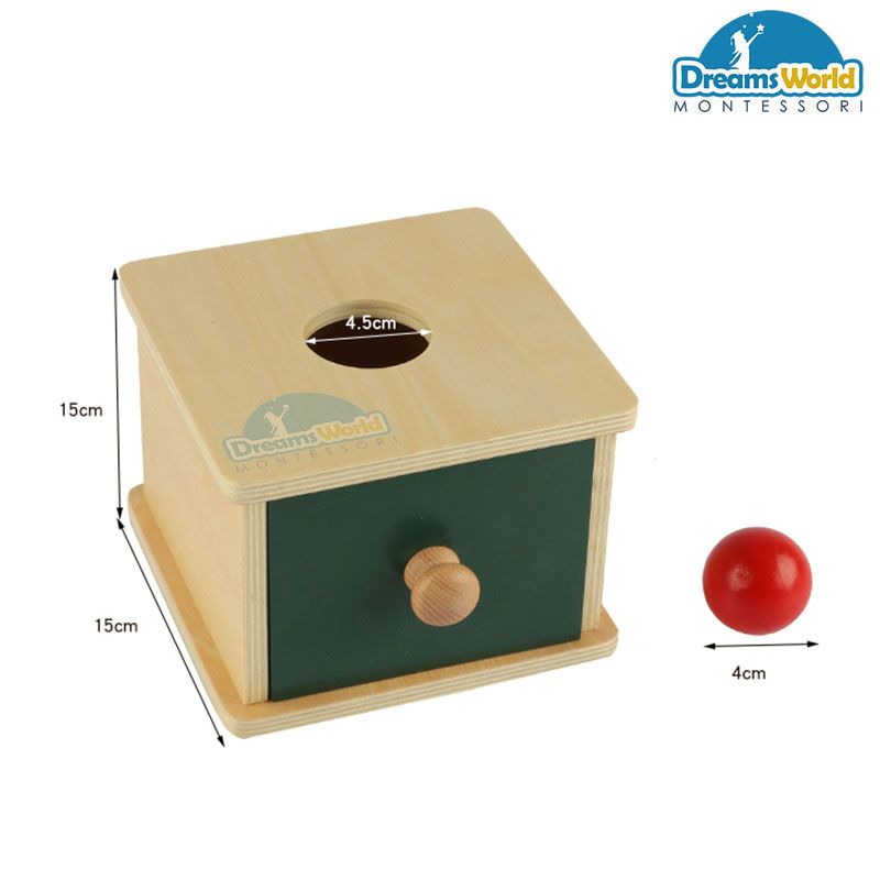 Giáo Cụ Montessori - Trò chơi thả quả bóng vào hộp có lỗ - Imbucare Box w/ Ball