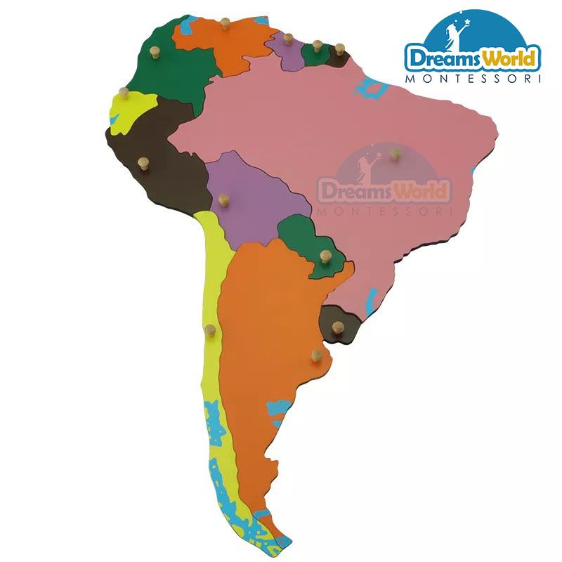 Giáo Cụ Montessori - Ghép bản đồ châu Nam Mỹ - Puzzle map of south America