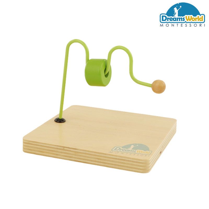 Giáo Cụ Montessori - Luồn hạt qua thanh ngang lượn sóng có chốt - Horizontal Dowel Variation - Serpentine