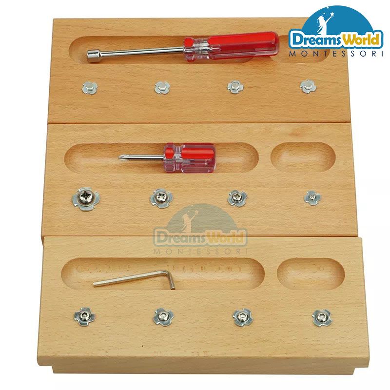 Combo 3 bộ lắp ghép ốc vít Montessori - Combo 3 sets of Montessori screws