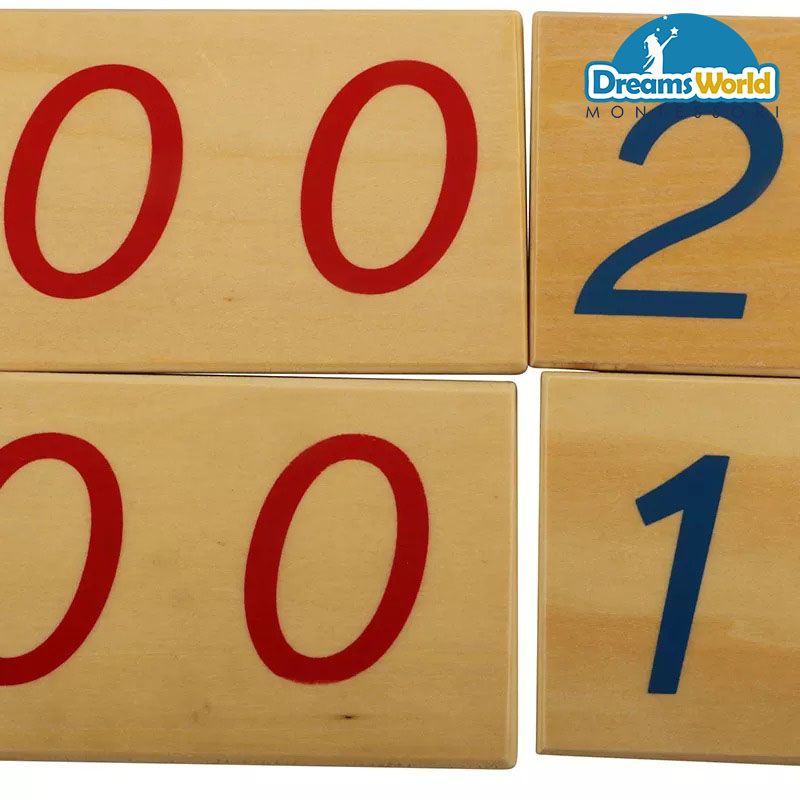 Giáo Cụ Montessori - Các thẻ số từ 1 đến 1000 cỡ nhỏ - Small Wooden Number Cards With Box (1-1000)