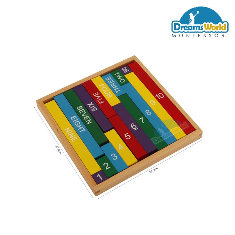Giáo Cụ Montessori - Thanh màu số học - Montessori color decimal bar