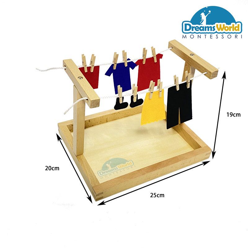 Giáo cụ Montessori - Giá phơi quần áo Montessori - Montessori Clothesline Stand