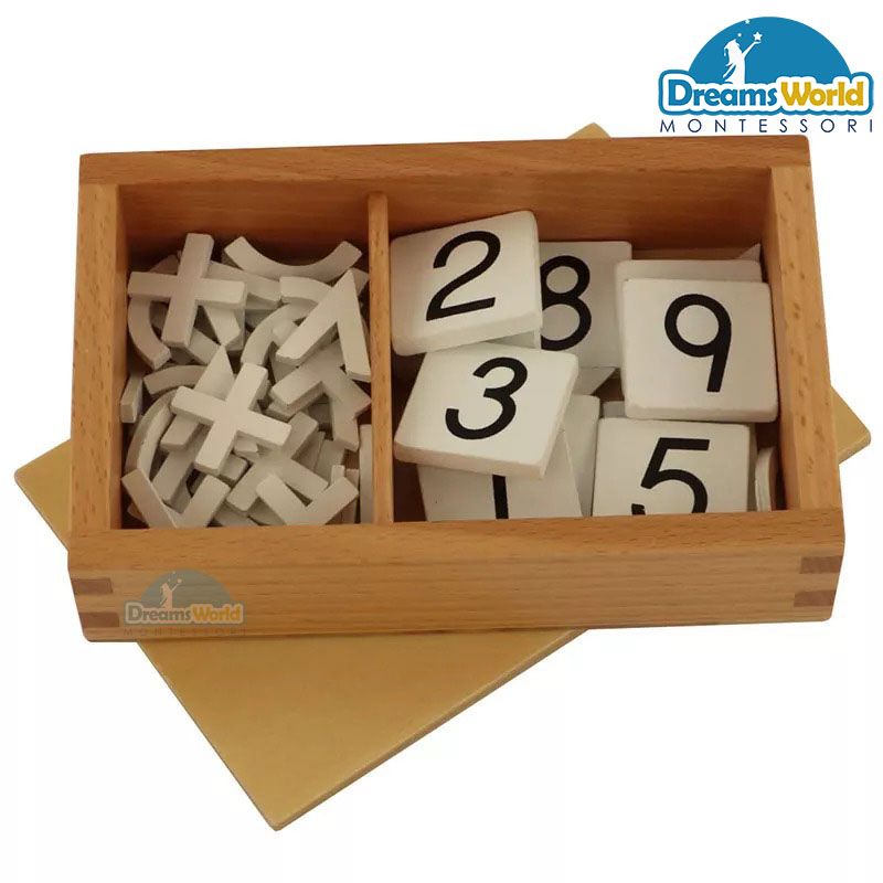 Giáo Cụ Montessori - Bộ dấu toán học - Arithmetic Signs Box