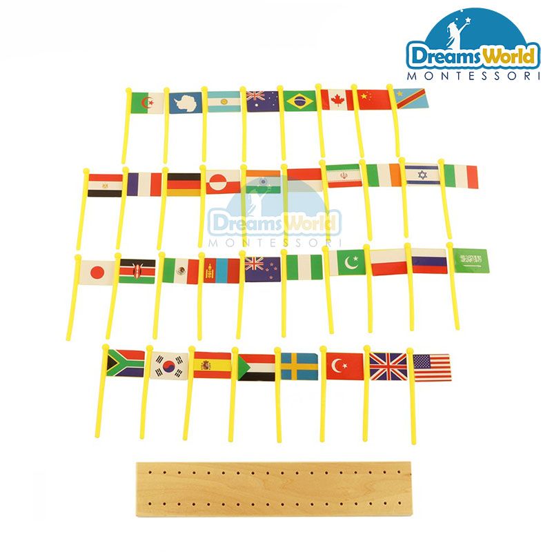 Giáo Cụ Montessori - Bản đồ và 36 lá cờ thế giới - Flags of the World