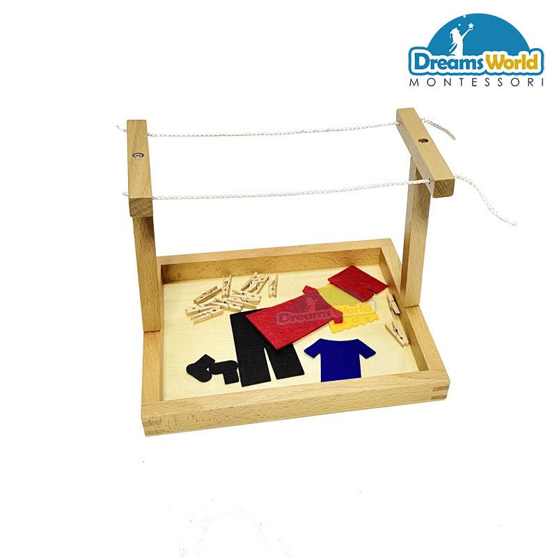 Giáo cụ Montessori - Giá phơi quần áo Montessori - Montessori Clothesline Stand