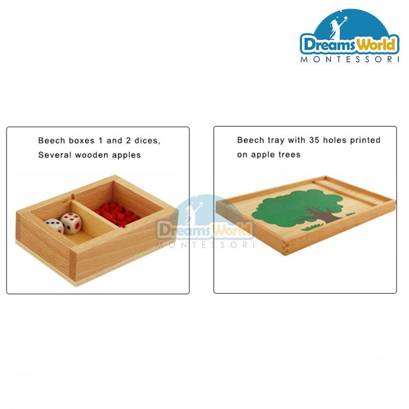 Giáo Cụ Montessori - Bài tập đếm cây táo (Đỏ) - Apple counting tree exercise(Red)