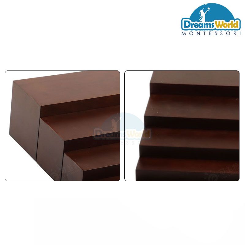 Giáo Cụ Montessori - Thang nâu 5 bậc size 2-4-6-8-10cm - Brown Stairs 5 steps