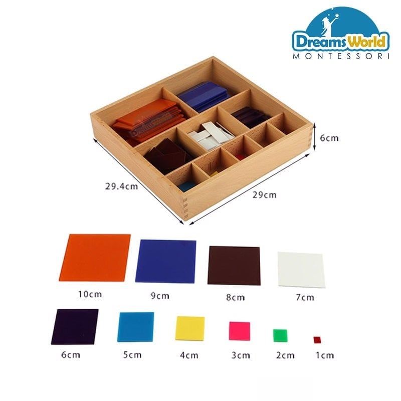 Thanh đếm màu số học Montessori - Decanomial Squares