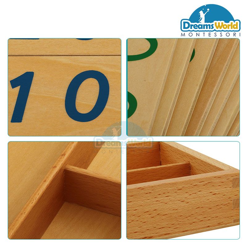Giáo Cụ Montessori - Các thẻ số từ 1 đến 1000 cỡ nhỏ - Small Wooden Number Cards With Box (1-1000)