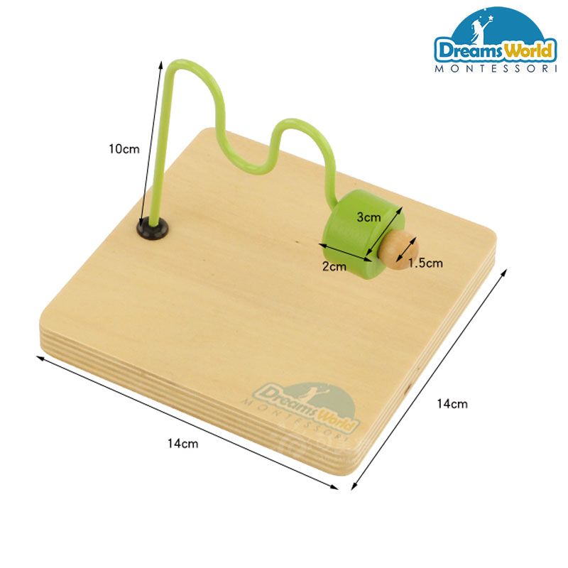 Giáo Cụ Montessori - Luồn hạt qua thanh ngang lượn sóng có chốt - Horizontal Dowel Variation - Serpentine