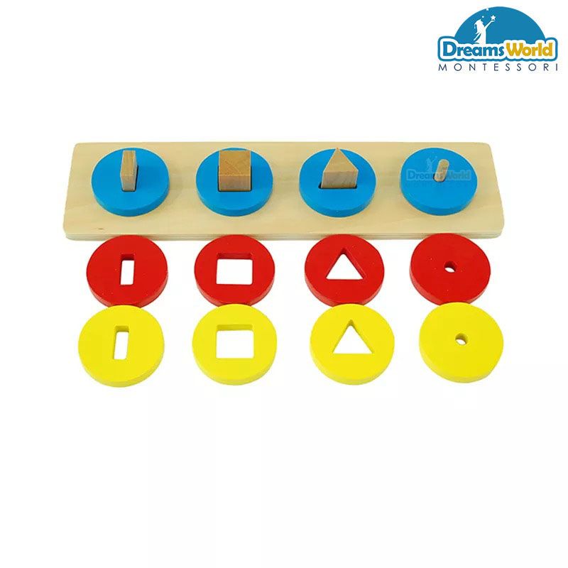 Giáo Cụ Montessori - Khối xây dựng đồ họa cơ bản của bốn vòng tròn - Basic graphical building blocks of four-circle