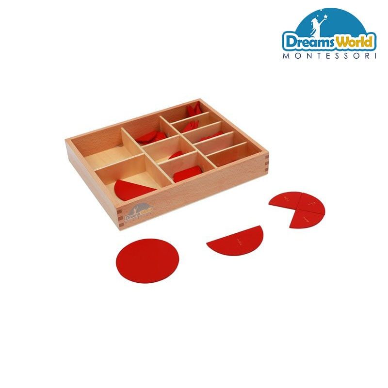 Giáo Cụ Montessori - Các hình tròn được cắt thành các phần bằng nhau có gắn nhãn - Cut - Out Fraction Circles:1/1 to 1/10
