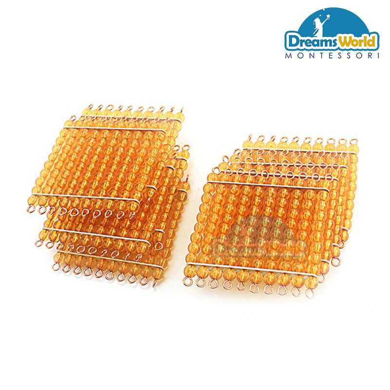 Giáo Cụ Montessori - 9 tấm cườm - 9 Golden Bead Hundred Squares