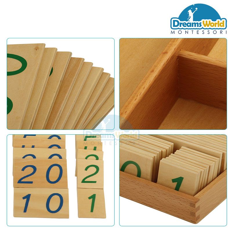 Giáo Cụ Montessori - Các thẻ số từ 1 đến 9000 cỡ nhỏ - Small Wooden Number Cards With Box (1-9000)