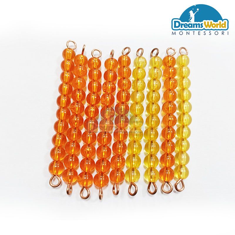 Giáo Cụ Montessori - 9 dây cườm 10 - 9 Golden Bead Bars of 10