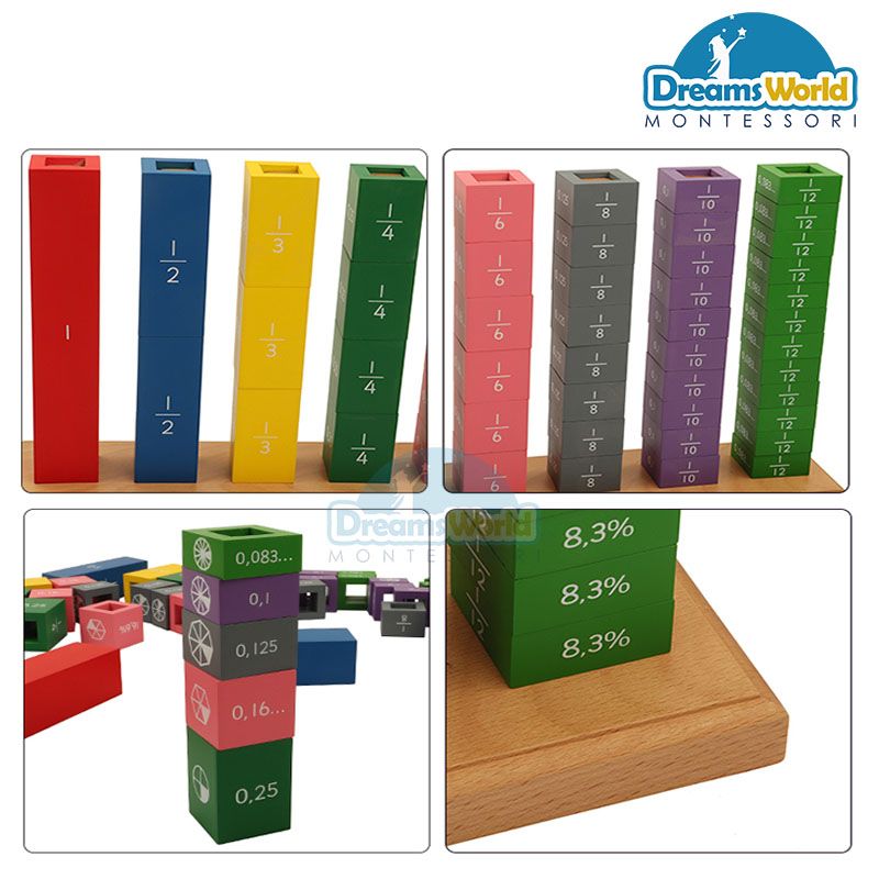 Giáo Cụ Montessori - Bộ phân số - Fractions Stacker