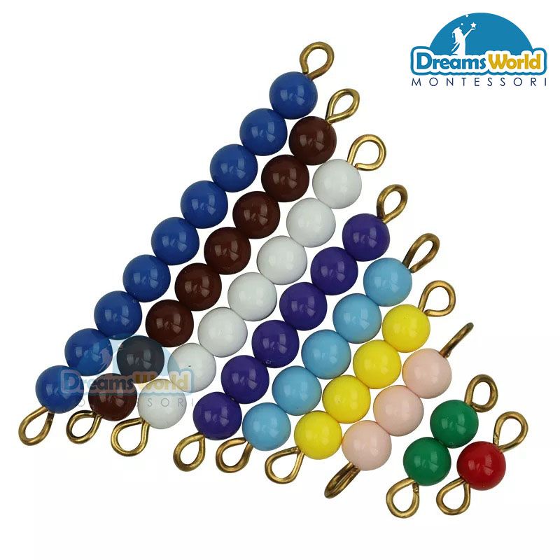 Giáo Cụ Montessori - Các dây cườm màu từ cườm 1 đến cườm 9 - Colored Bead Stairs 1-9