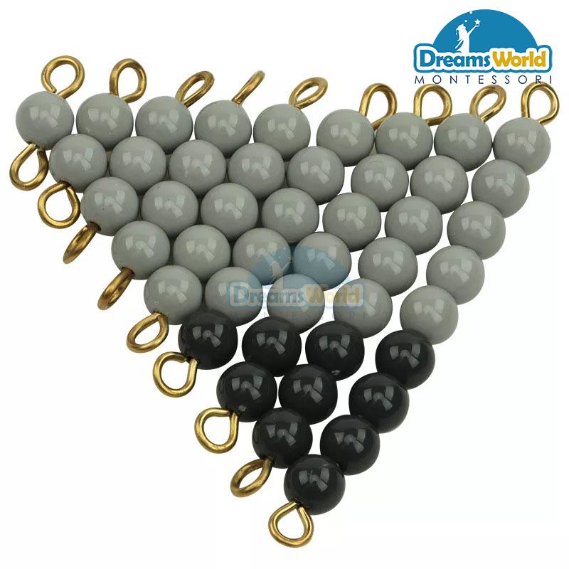 Giáo Cụ Montessori - Các dây cườm màu xám từ cườm 1 đến cườm 9 - Grey bead stairs 1-9