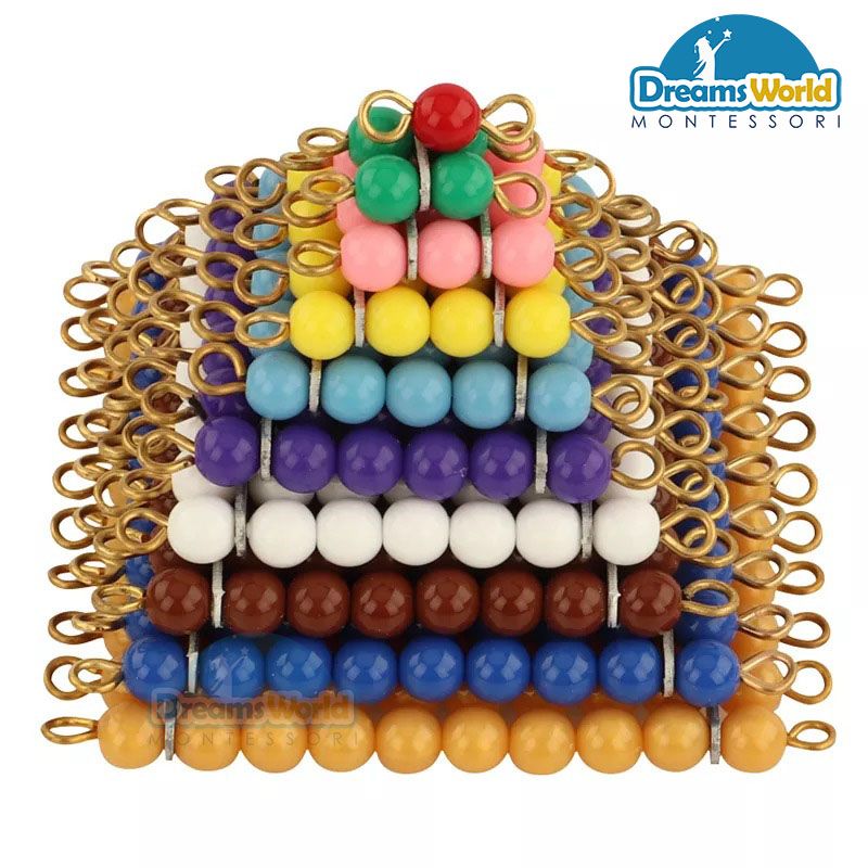 Giáo Cụ Montessori - 10 Tấm hạt cườm màu có cạnh từ 1-10 - Colored Bead Squares