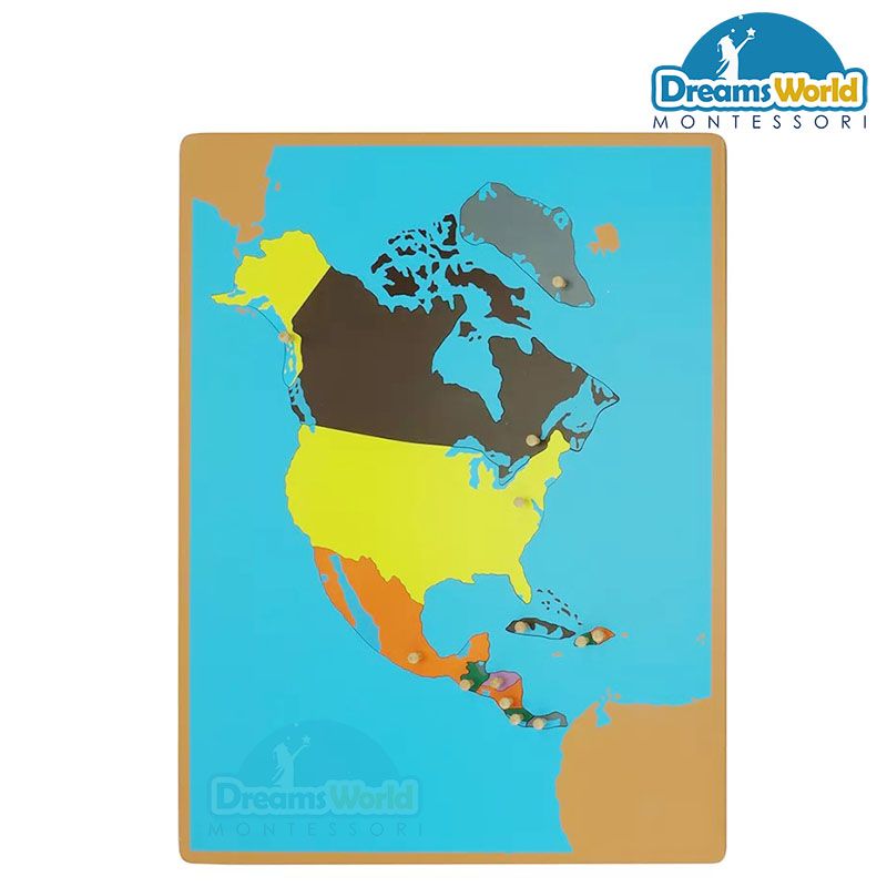 Giáo Cụ Montessori - Ghép bản đồ châu Bắc Mỹ - Puzzle map of North America
