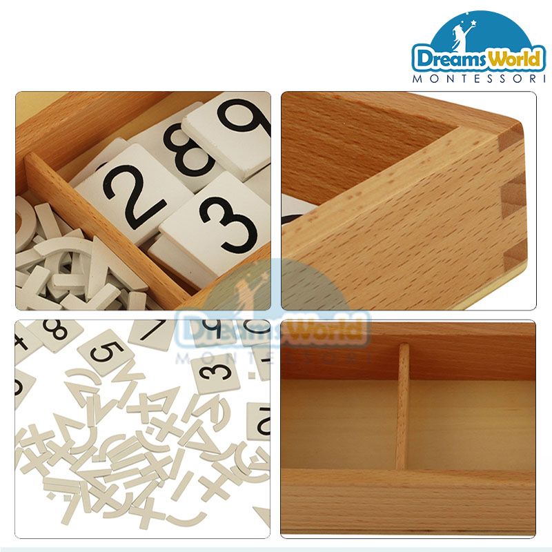 Giáo Cụ Montessori - Bộ dấu toán học - Arithmetic Signs Box