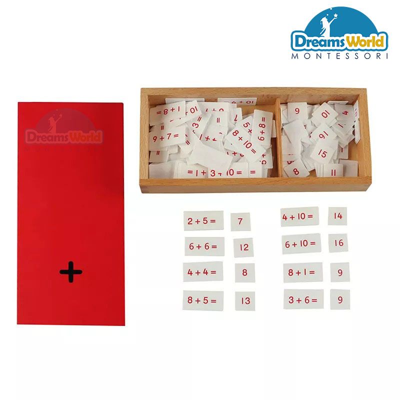 Giáo Cụ Montessori - Hộp phép tính cộng với bộ thẻ điều khiển bằng gỗ - PVC Addition Equations And Sum Box