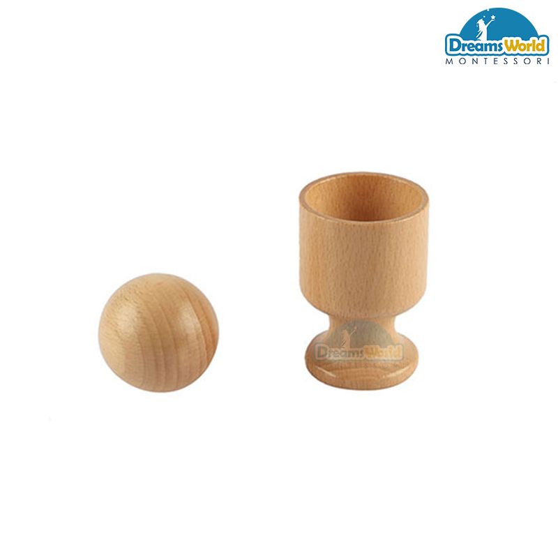Giáo Cụ Montessori - Quả bóng gỗ và chiếc cốc - Wooden Ball with a cup