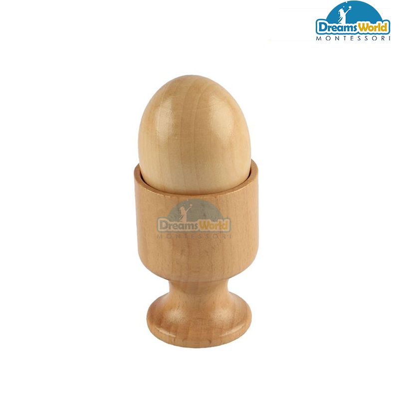 Giáo Cụ Montessori - Quả trứng gỗ và chiếc cốc - Wooden Egg with a cup