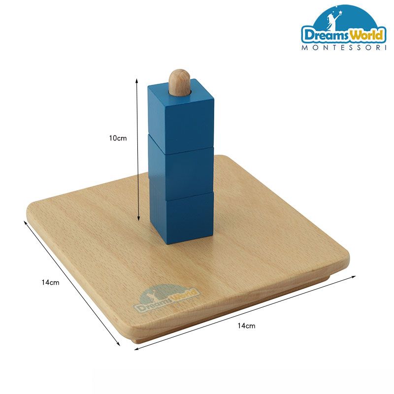 Giáo Cụ Montessori - 4 khối lập phương trên trục thẳng - Cubes on Vertical Dowel-beech basic