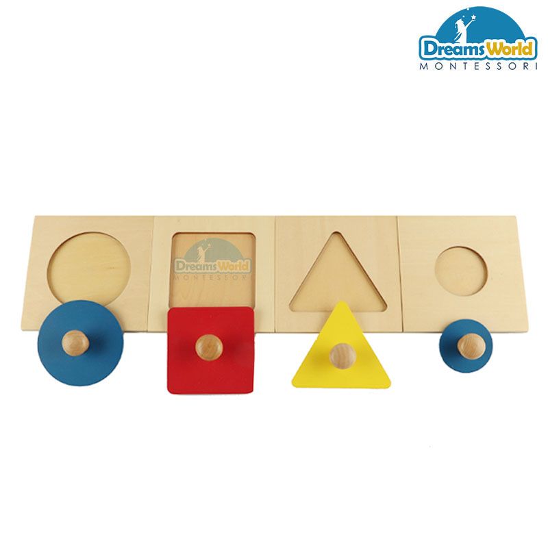 Giáo Cụ Montessori - 4 khay ghép hình riêng lẻ - Single Shape Puzzles