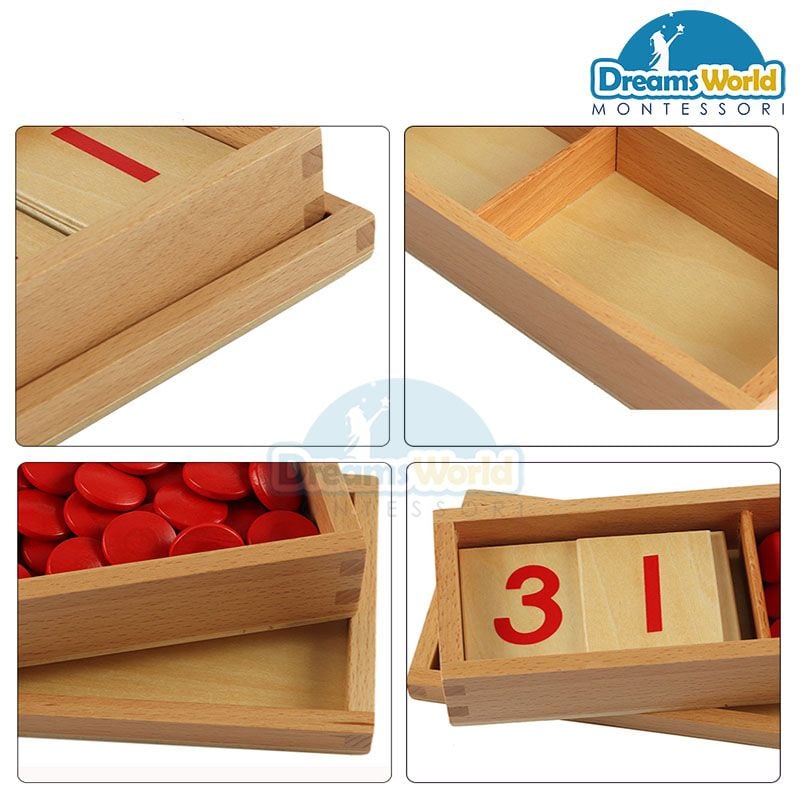 Giáo Cụ Montessori - Thẻ số từ 1 đến 10 - cards and counters