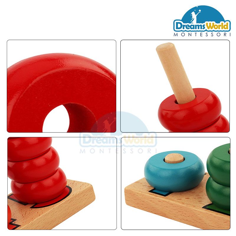 Giáo Cụ Montessori - Bộ tính Abacus - Wooden Counting Mathematics Abacus