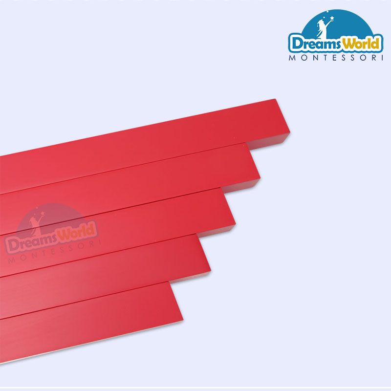 Gậy đỏ 5 bước Montessori - Long Red Rods 5 steps - Cao cấp - Nhập khẩu