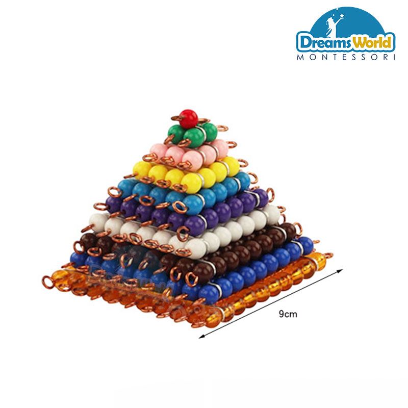 Giáo Cụ Montessori - 10 Tấm hạt cườm màu có cạnh từ 1-10 - Colored Bead Squares