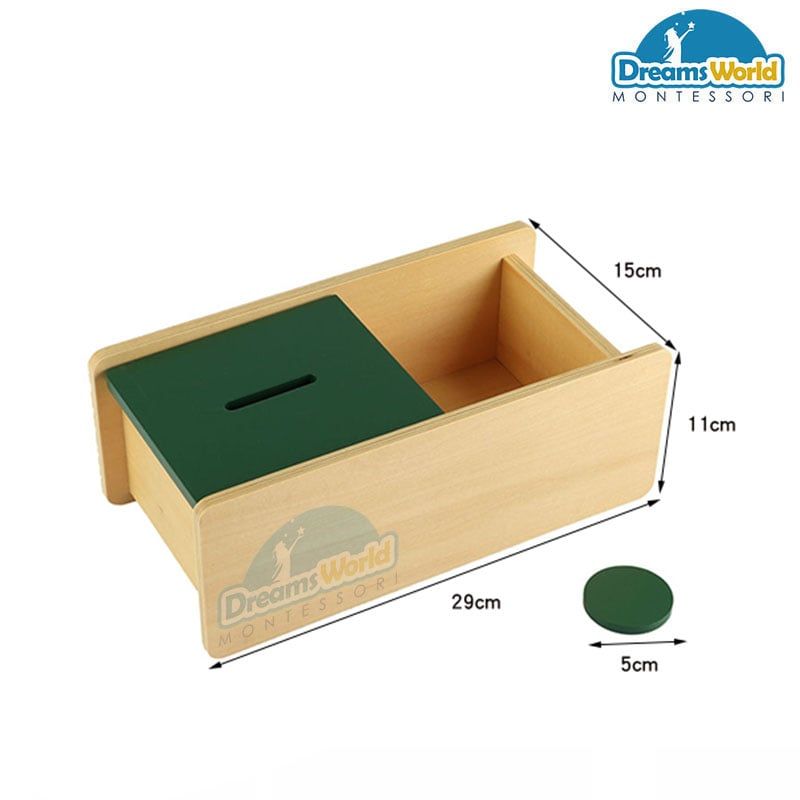 Giáo Cụ Montessori - Hộp trượt và đồng xu - Imbucare box with Flip Lid - 1 Slot
