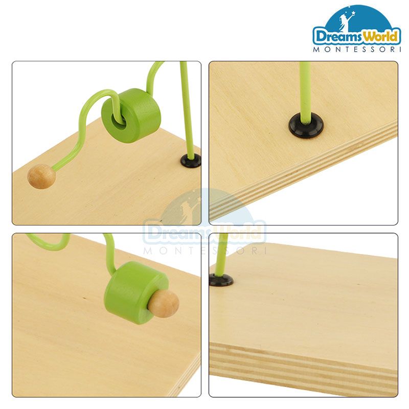 Giáo Cụ Montessori - Luồn hạt qua thanh ngang lượn sóng có chốt - Horizontal Dowel Variation - Serpentine