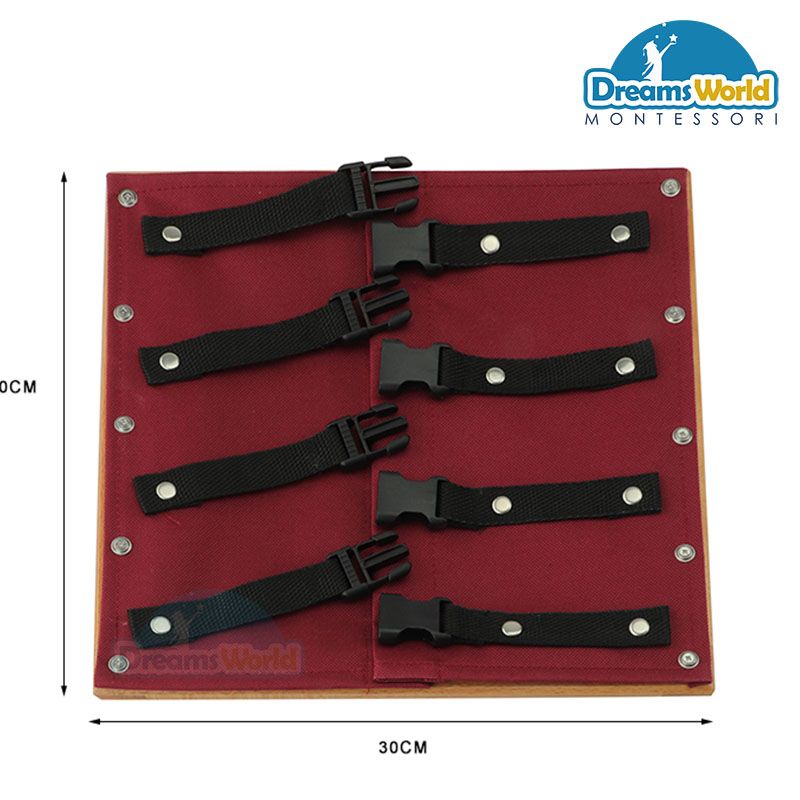 Giáo cụ Montessori - Khung dạy kỹ năng sử dụng dây nút khóa - Shoe Button Dressing Frame