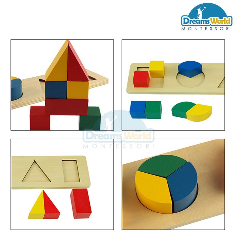 Giáo Cụ Montessori - Bảng đa giác - Multiple blocks wooden toys material montessori educational