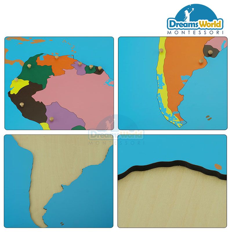 Giáo Cụ Montessori - Ghép bản đồ châu Nam Mỹ - Puzzle map of south America