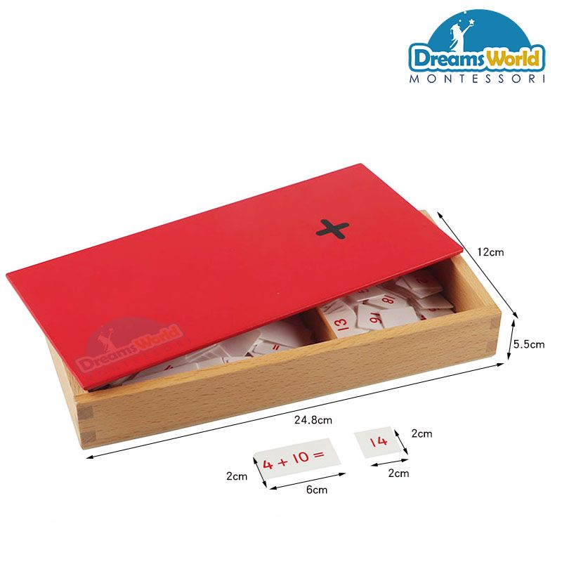 Giáo Cụ Montessori - Hộp phép tính cộng với bộ thẻ điều khiển bằng gỗ - PVC Addition Equations And Sum Box