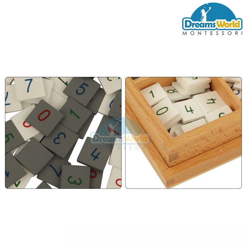 Giáo Cụ Montessori - Các số gạch dùng với bảng kiểm tra - Number Tiles
