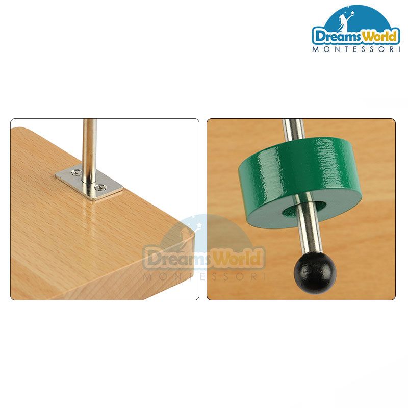 Giáo Cụ Montessori - Luồn hạt qua thanh ngang có chốt - Horizontal Dowel Variation - Straight-beech basic