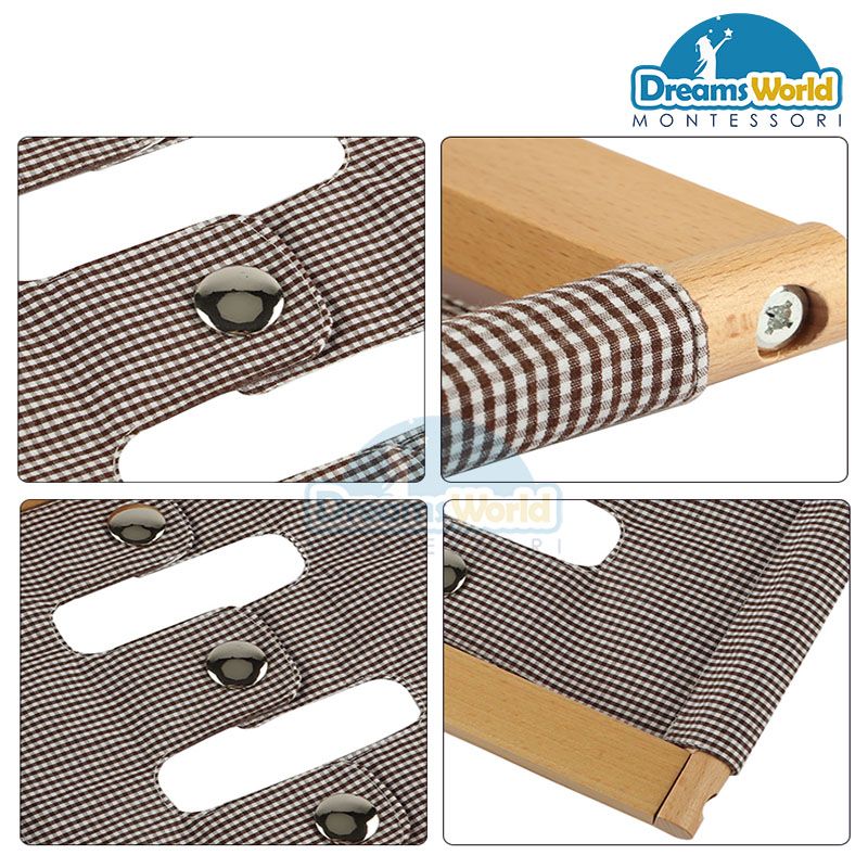 Giáo Cụ Montessori - Khung vải bấm cúc - Infant Toddler Dressing Frame: Snapping