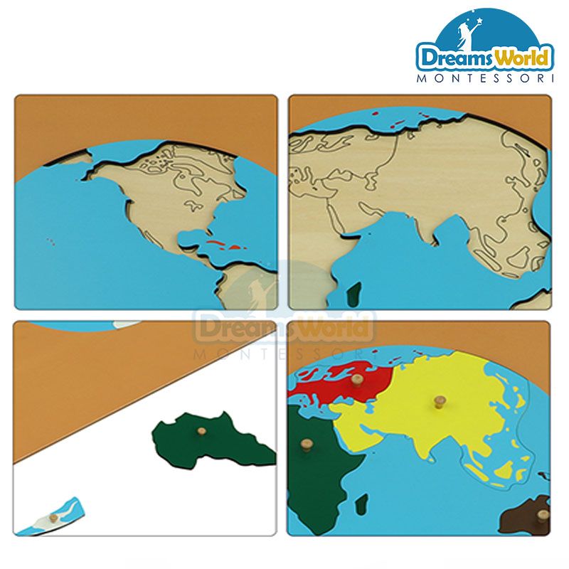 Giáo Cụ Montessori - Ghép bản đồ thế giới - Puzzle map of world part