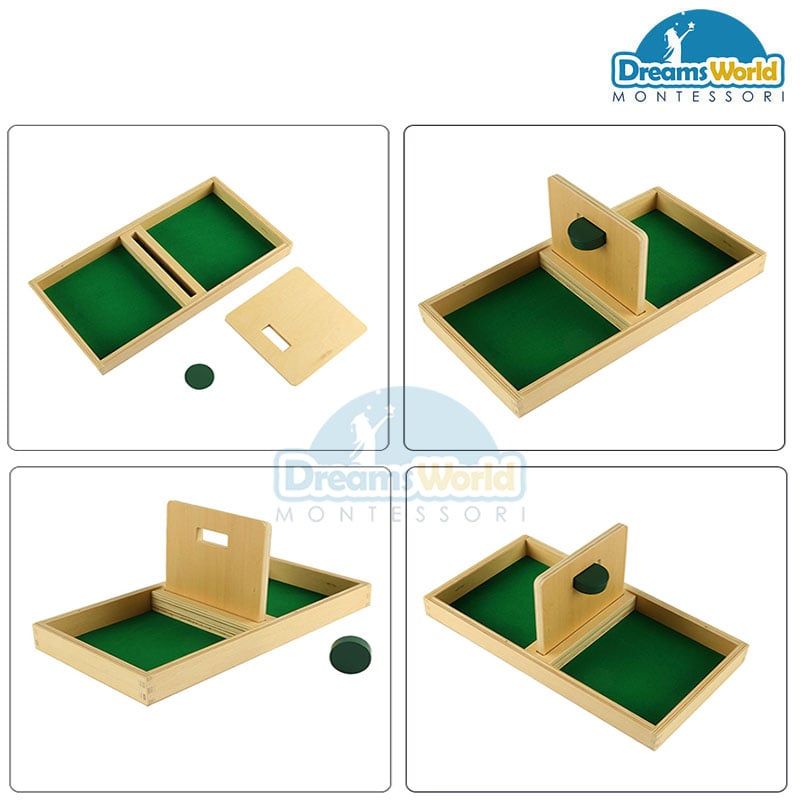 Giáo Cụ Montessori - Luồn đồng xu - Imbucare board with Kint disc