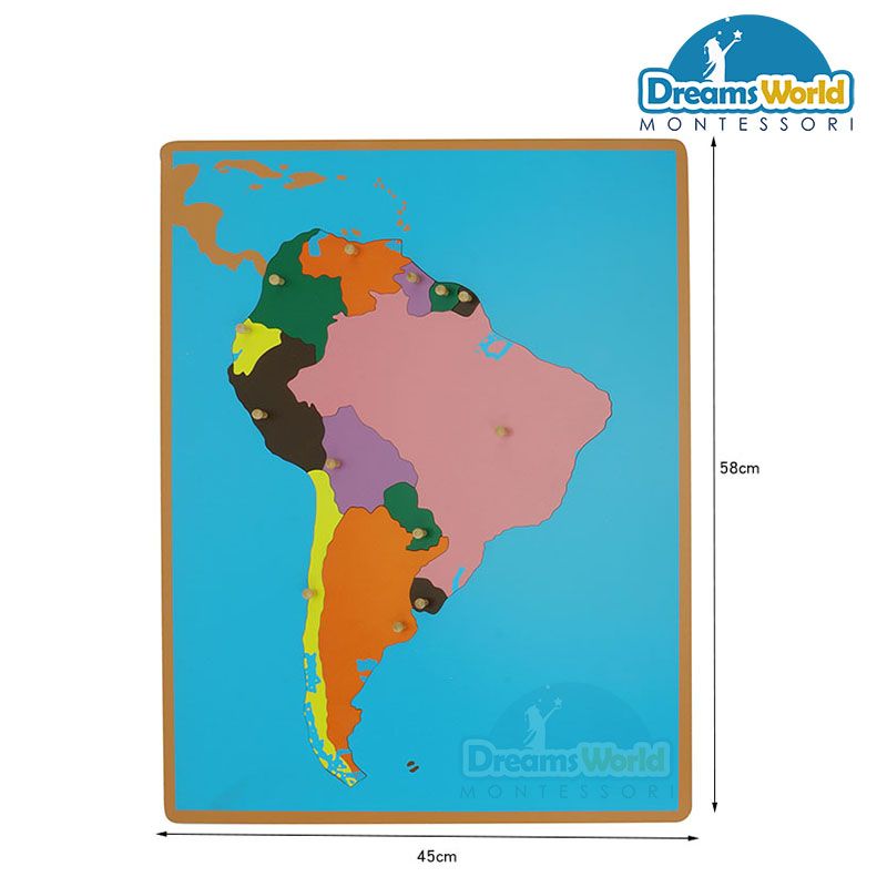 Giáo Cụ Montessori - Ghép bản đồ châu Nam Mỹ - Puzzle map of south America