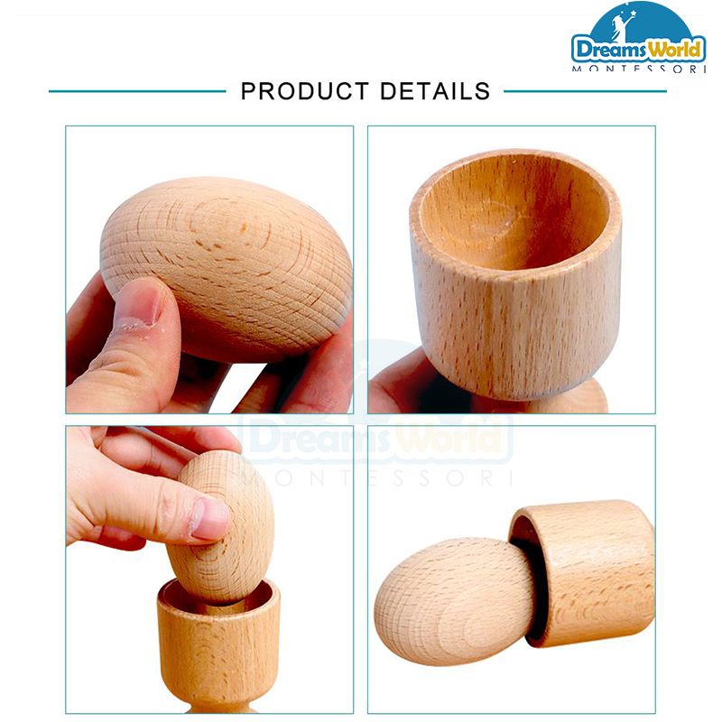 Giáo Cụ Montessori - Quả trứng gỗ và chiếc cốc - Wooden Egg with a cup