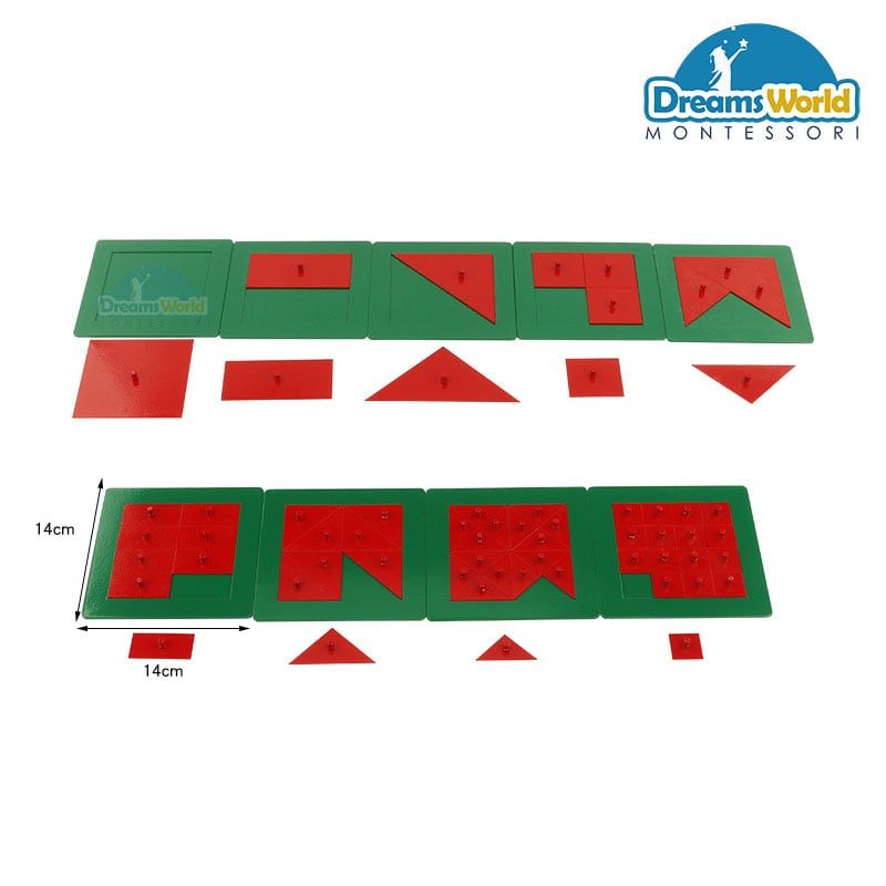 Giáo Cụ Montessori - Khung phân số vuông không kệ - Metal Fraction square without Stands
