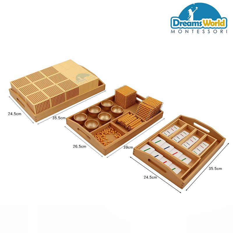Giáo Cụ Montessori - Bộ sản phẩm dùng học hệ thống số thập phân - Golden Bead Material- Individual Beads Class
